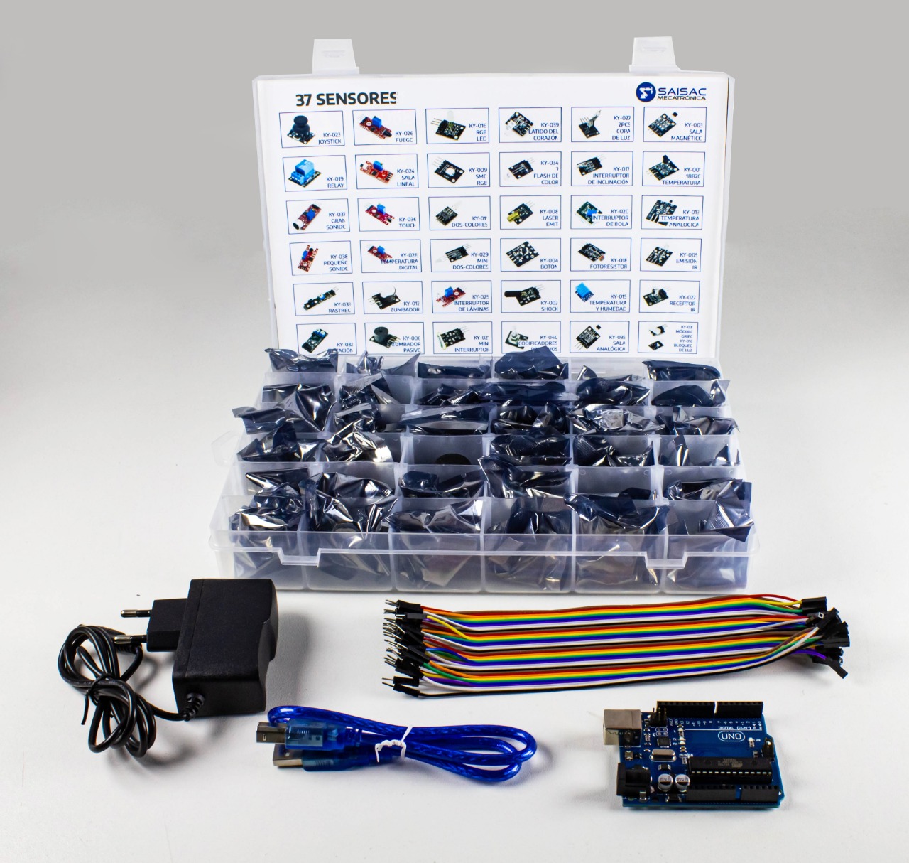 KIT 37 SENSORES CON ARDUINO Y ACCESORIOS