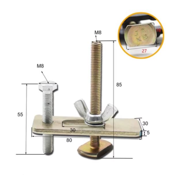 ABRAZADERA PARA RIEL EN T M8 DE 80 MM PARA MESA CNC