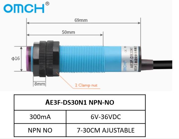 SENSOR FOTOELECTRICO – AE3F-DS30N1 NPN-NO
