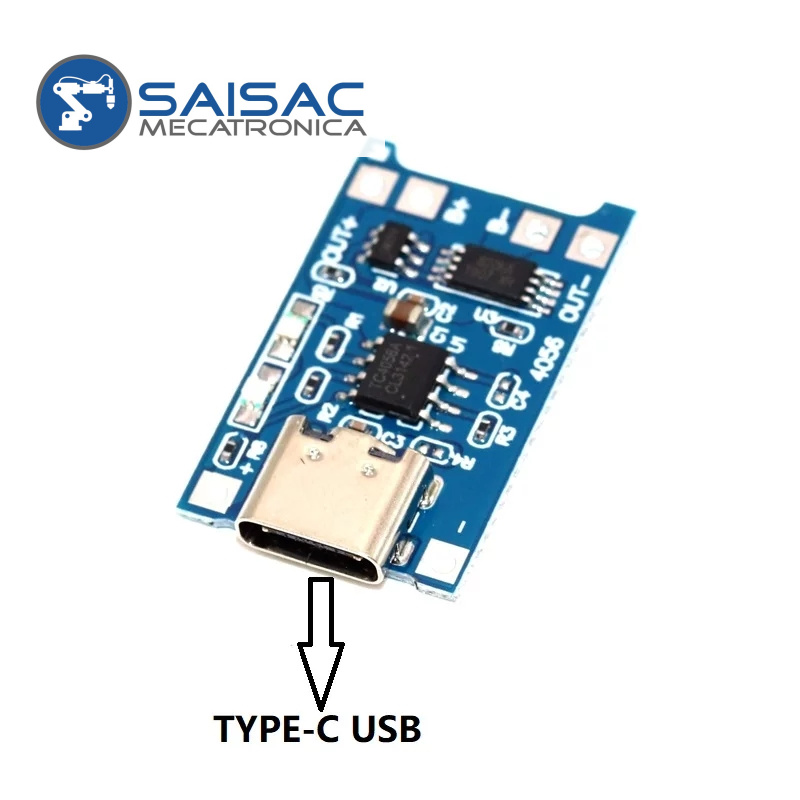 MODULO DE CARGA PARA BATERIA DE LITIO TP4056 TIPO C – 1A