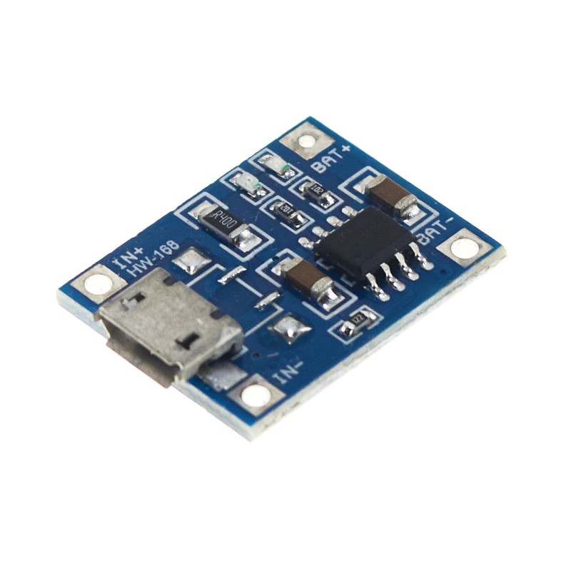 MODULO DE CARGA PARA BATERIA DE LITIO SIN PROTECCION TP4056 MICRO USB – 1A
