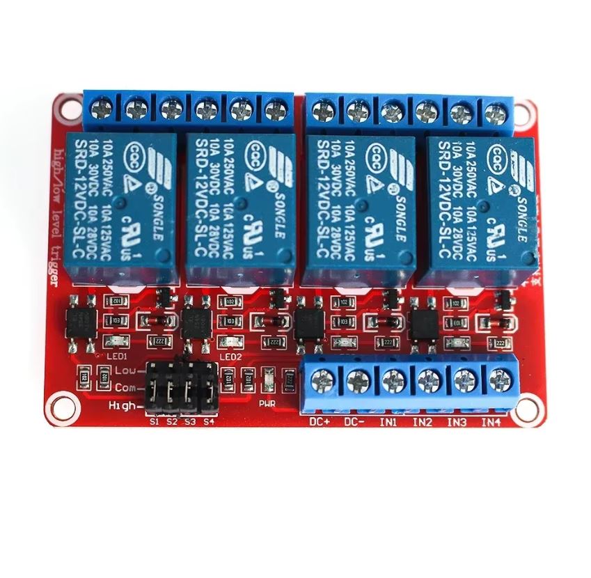 MÓDULO 4 RELAY 12VDC HIGH-LOW