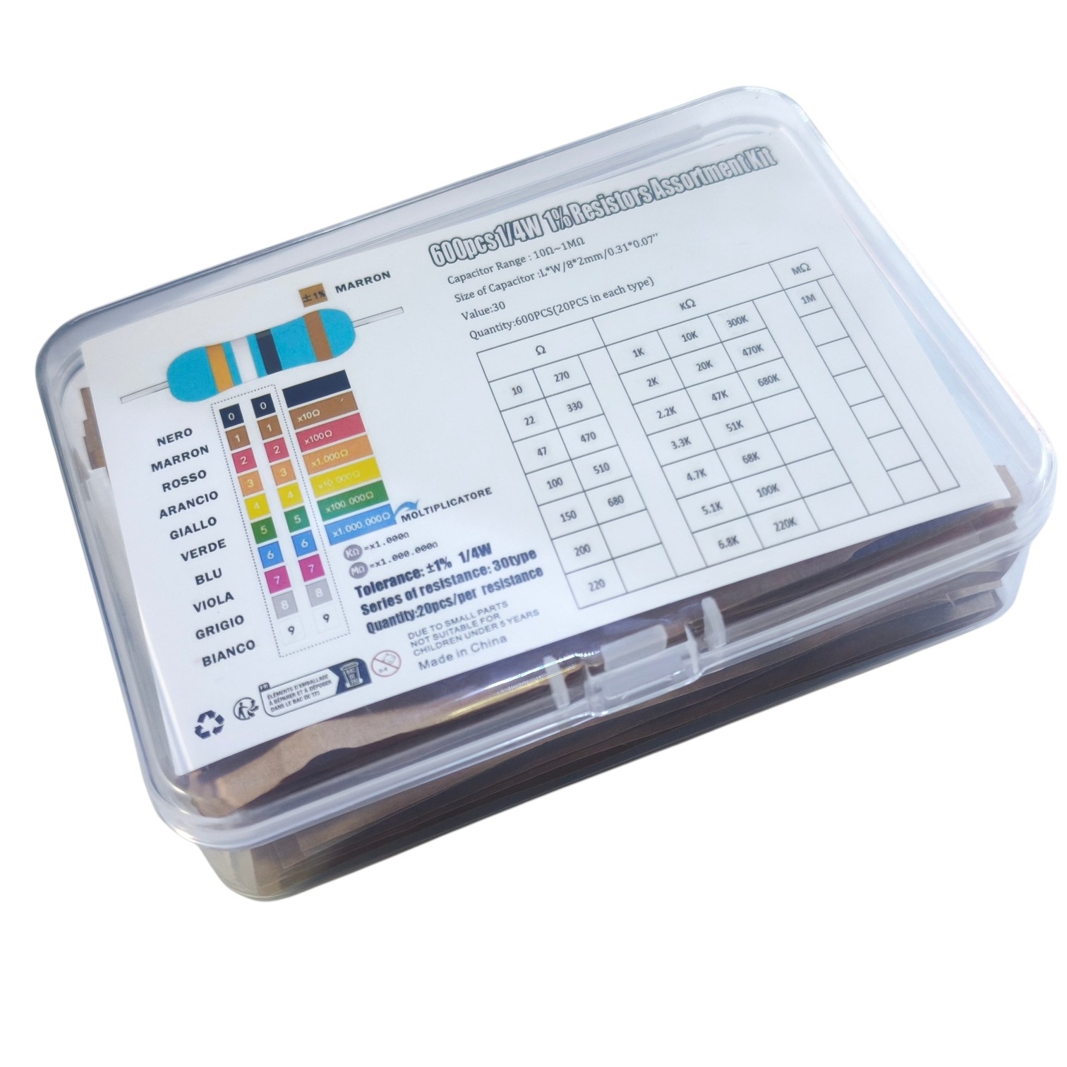 KIT DE RESISTENCIAS 1/4W +-1% X 600 PZ