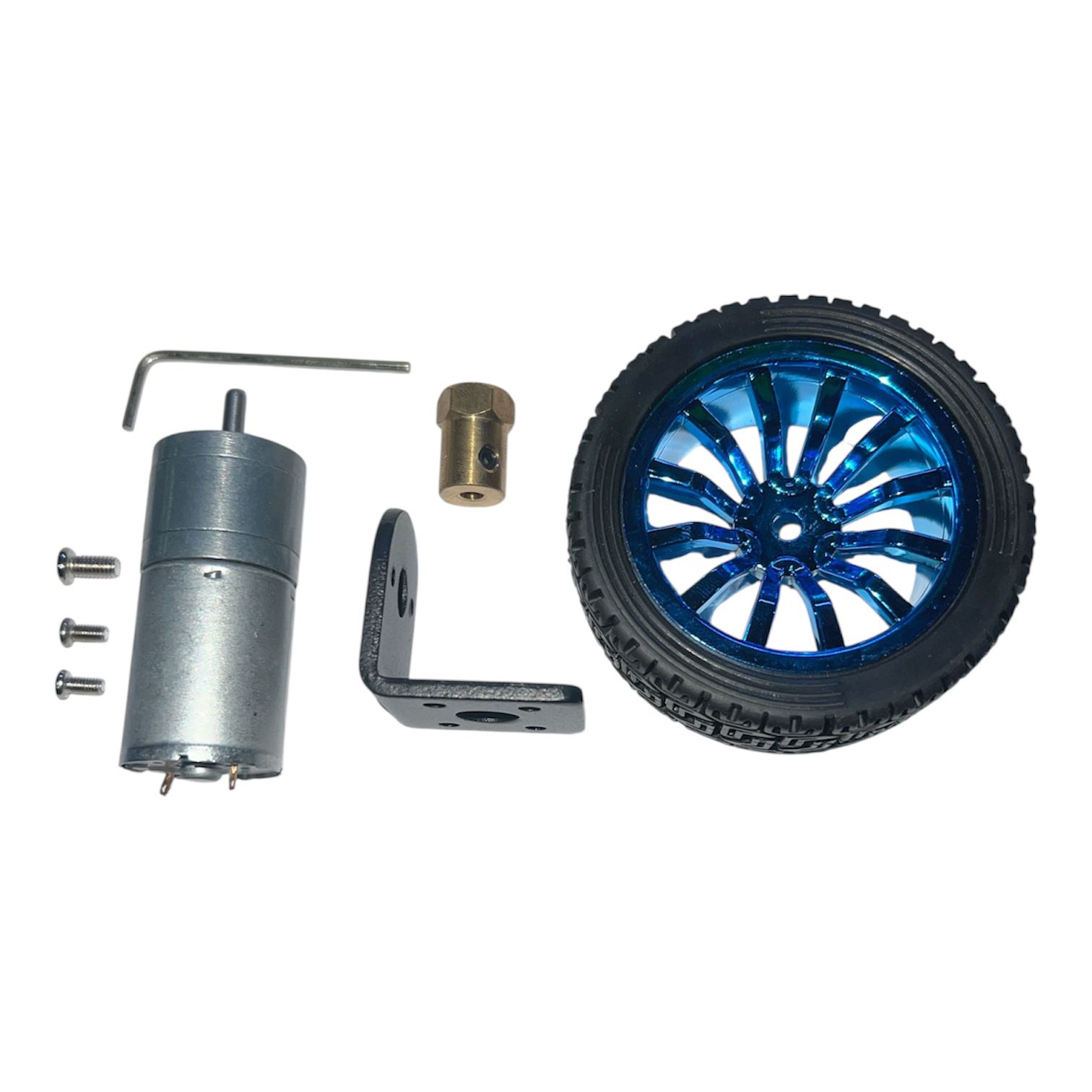 MOTORREDUCTOR JGA25-370 DC12V 128RPM + RUEDA 65MM CON ACOPLE HEXAGONAL + SOPORTE