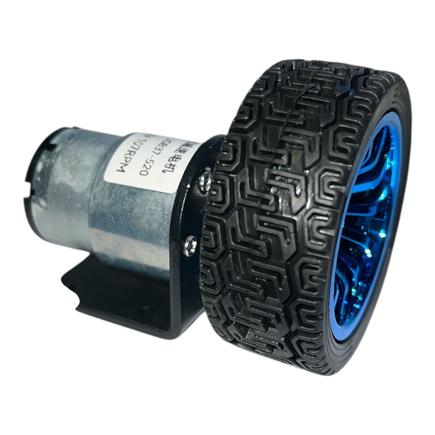 MOTORREDUCTOR JGB37-520 12VDC 316RPM + RUEDA 65MM CON ACOPLE HEXAGONAL + SOPORTE