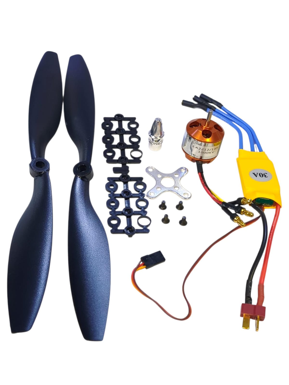 MOTOR BRUSHLESS A2212 KV1000 + DRIVER ESC 30A + HELICES + CONECTOR
