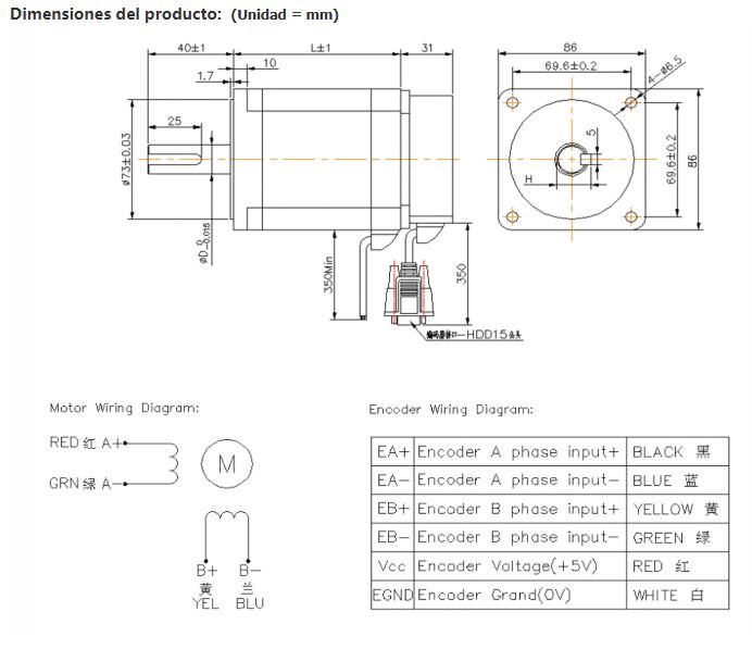 SERVOMOTOR NEMA 34 LAZO CERRADO DE 12Nm + DRIVER HSD86