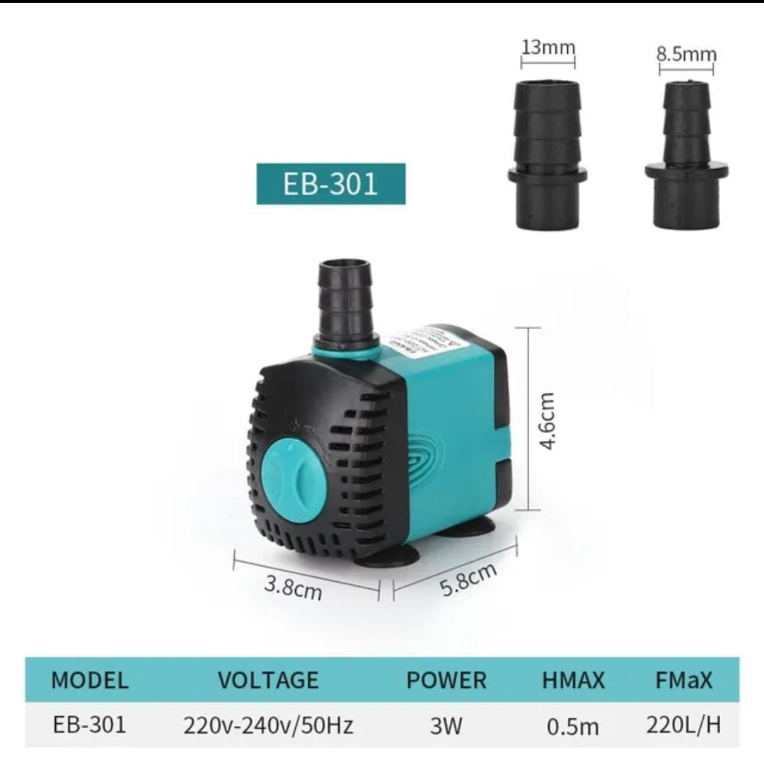 BOMBA DE AGUA SUMERGIBLE EB-301 220VAC 3W