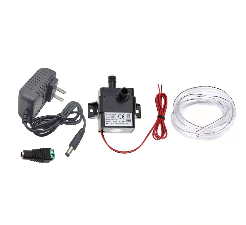 MINI BOMBA SUMERGIBLE DE AGUA 12V + FUENTE DE 12V CON BORNERA + MANGUERA