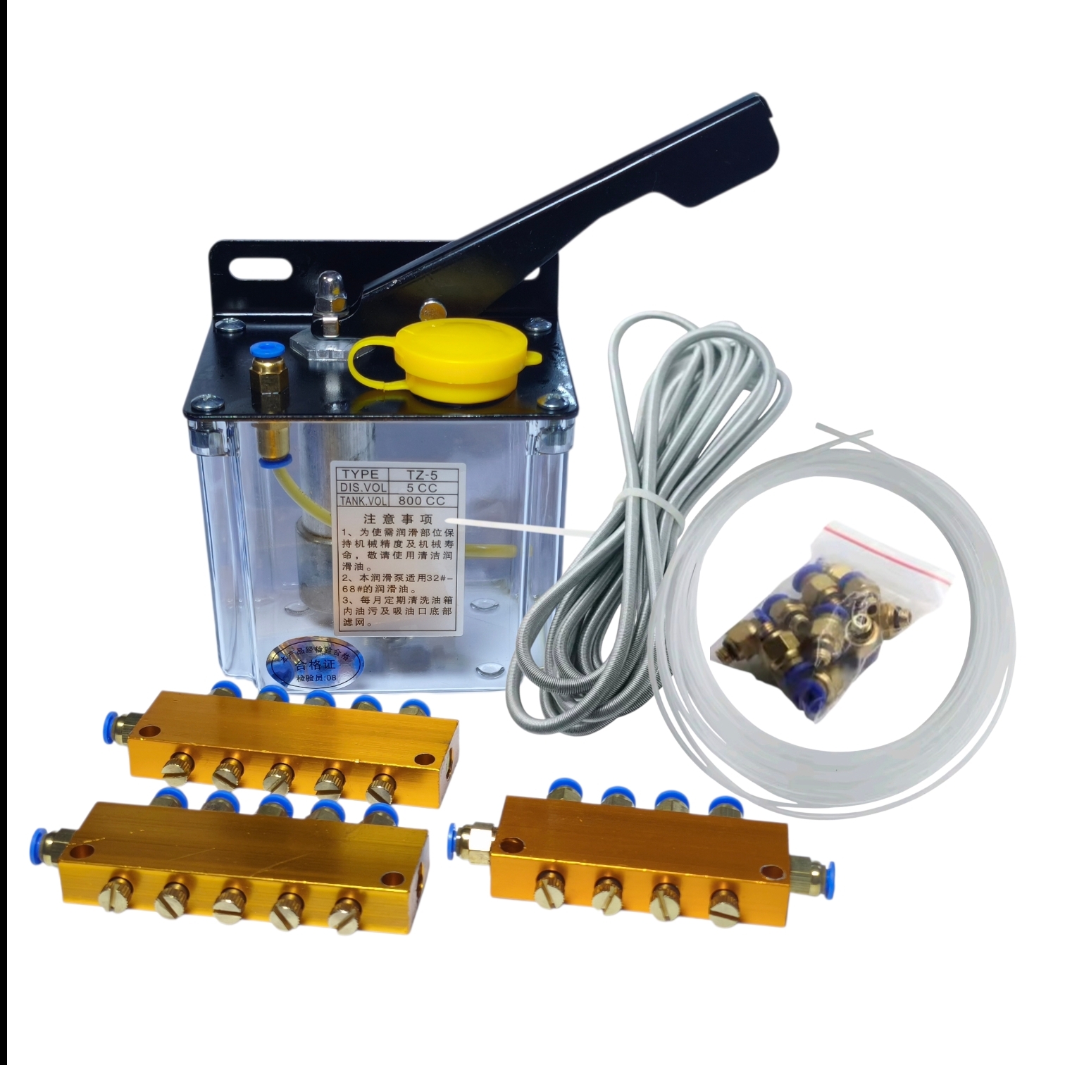KIT DE BOMBA DE LUBRICACIÓN MANUAL CNC TZ-5 – 800 CC – SALIDA 4 MM