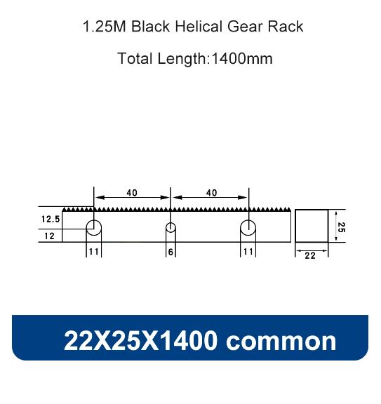 CREMALLERA HELICOIDAL 22 X 25 X 1400mm