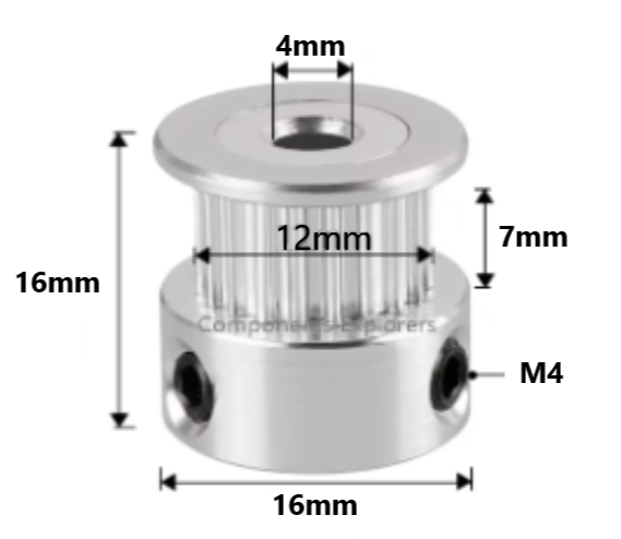 POLEA DENTADA 2GT T20 W6 – 4mm