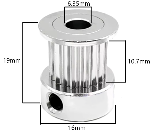 POLEA DENTADA 2GT T20 W10 – 6.35mm