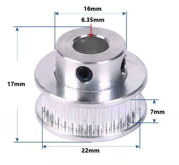 POLEA DENTADA 2GT T36 W6 – 6.35mm