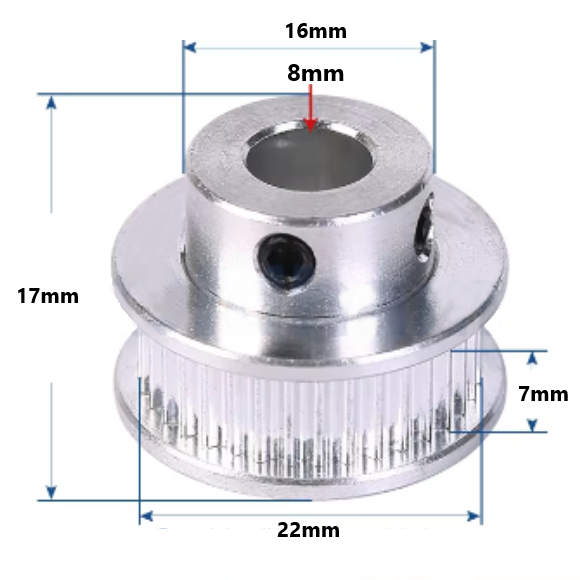 POLEA DENTADA 2GT T36 W6 – 8mm