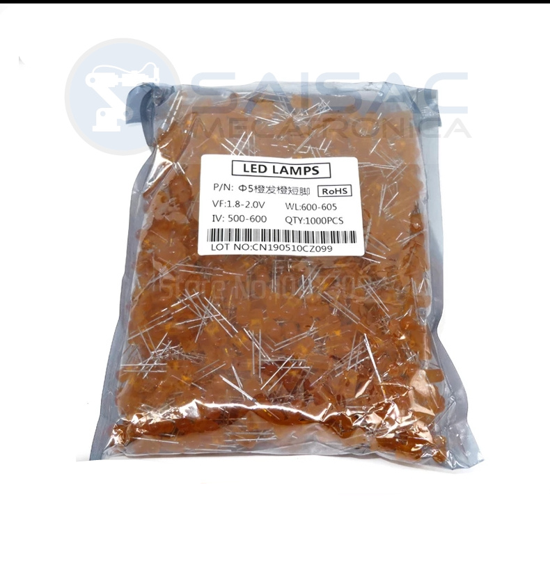 LEDS AMBAR OPACO 5mm X MILLAR