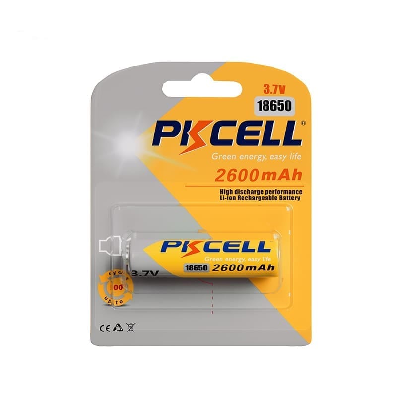 BATERIA RECARGABLE PKCELL 18650 2600mAh 3.7V BUTTON TOP