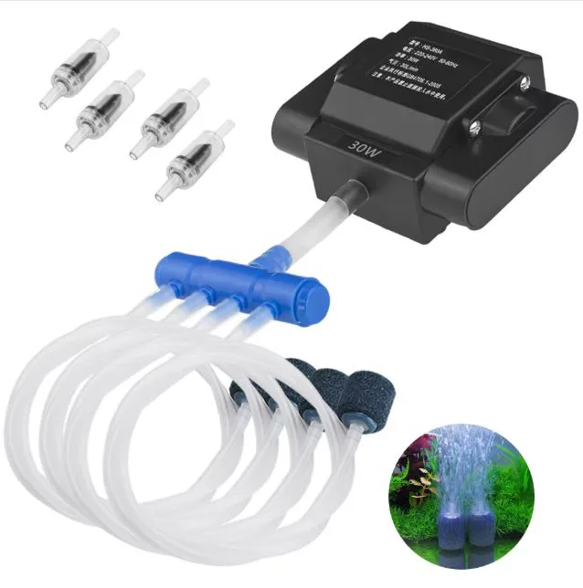 BOMBA DE AIRE PARA ACUARIO 4 SALIDAS + ACCESORIOS